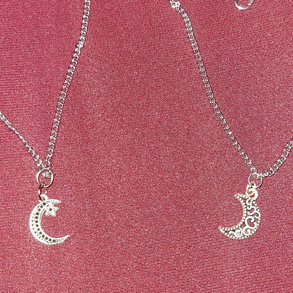 Moon And Star Silver chain Charm Necklace And Bracelet/ankle Bracelet Set